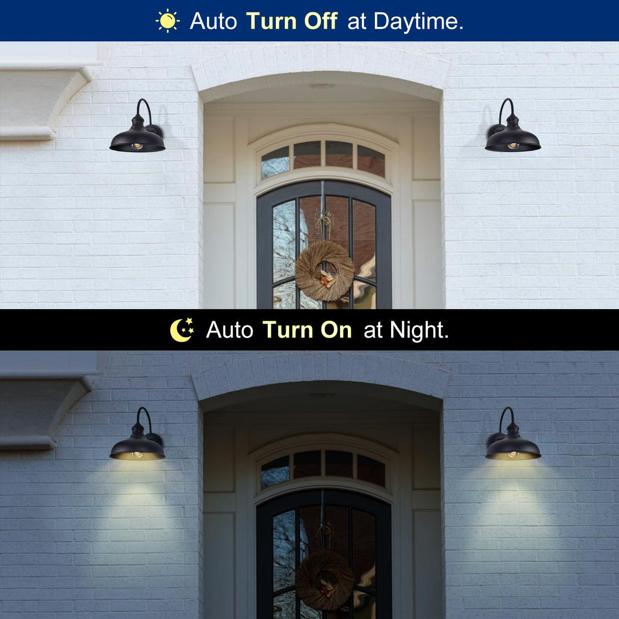 INNOSPARX 12in. Dusk to Dawn Outdoor Barn Lights Exterior Black Gooseneck Barn Light Fixture with Wall Mount 1 Pack Farmhouse External Gooseneck Wall Sconce Light Outdoor Porch Barn Door Wall Lighting