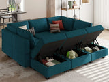 Modular Sectional Sofa Modular Sleeper Couch Convertible Sectional Sofa Bed Set Oversized Couch Reversible Chaise Peacock Blue