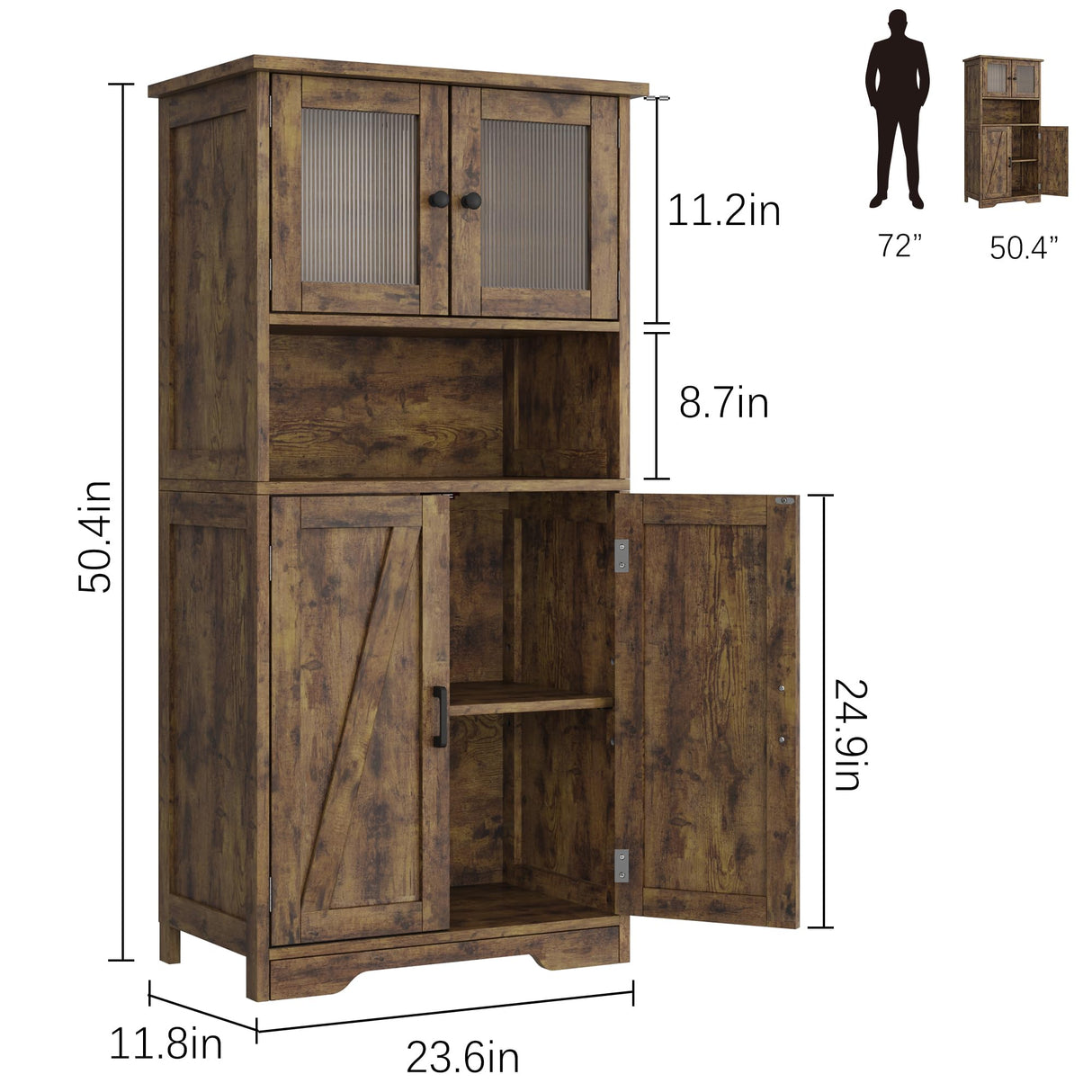 Bathroom Storage Cabinet, Freestanding Floor Linen Storage Cabinet with Doors