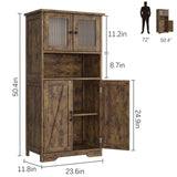 Bathroom Storage Cabinet, Freestanding Floor Linen Storage Cabinet with Doors