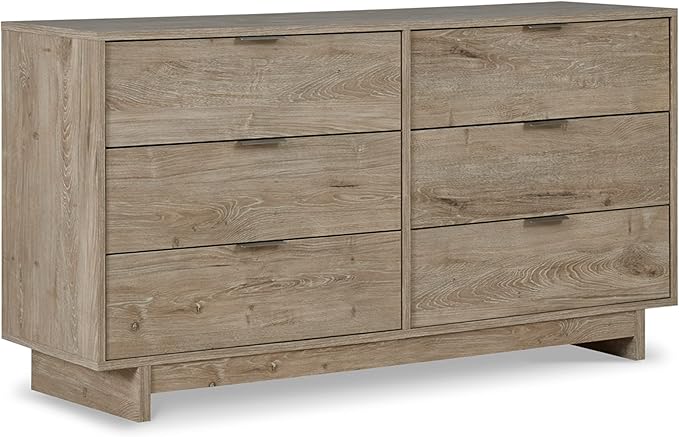Oliah Rustic 6 Drawer Dresser, Light Brown