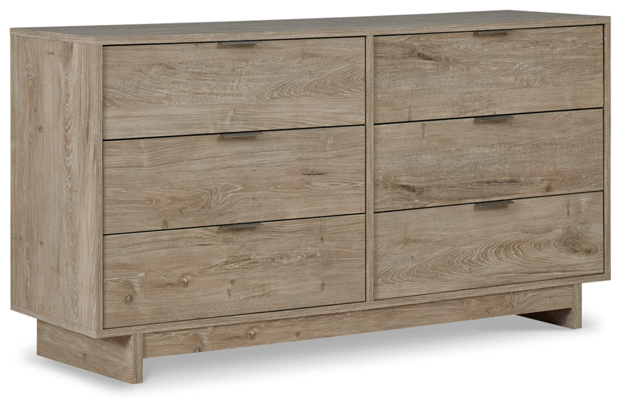 Oliah Rustic 6 Drawer Dresser, Light Brown