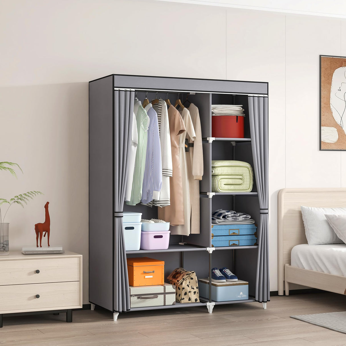 Portable Closet, Wardrobe Closet for Hanging Clothes with 1 Hanging Rods