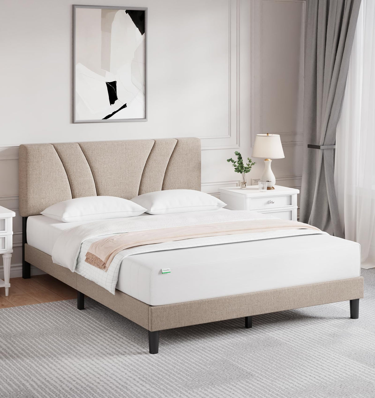 Full Size Bed Frame with Adjustable Headboard Platform Bed Frame Full Size