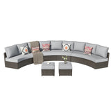 Outdoor Patio Furniture Sets, 5-Piece Half Moon Patio Sectional Sets for 11 People