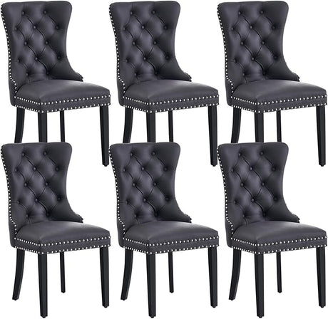 Eifizek Velvet Dining Chairs Set of 2, Tufted Dining Room Chairs with Nailhead Ring Pull Trim