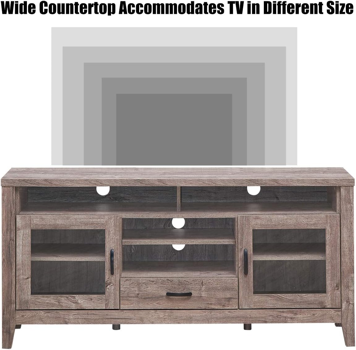 Farmhouse Tall TV Stand, Retro Wood Universal Stand for TV's up to 65" Flat Screen,