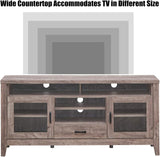 Farmhouse Tall TV Stand, Retro Wood Universal Stand for TV's up to 65" Flat Screen,