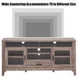 Farmhouse Tall TV Stand, Retro Wood Universal Stand for TV's up to 65" Flat Screen,