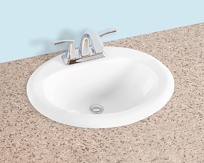 Gele 2017, 20''x17'' Oval Drop in Bathroom Vessel Sink, 3 Faucet holes w/ 4'' Punching