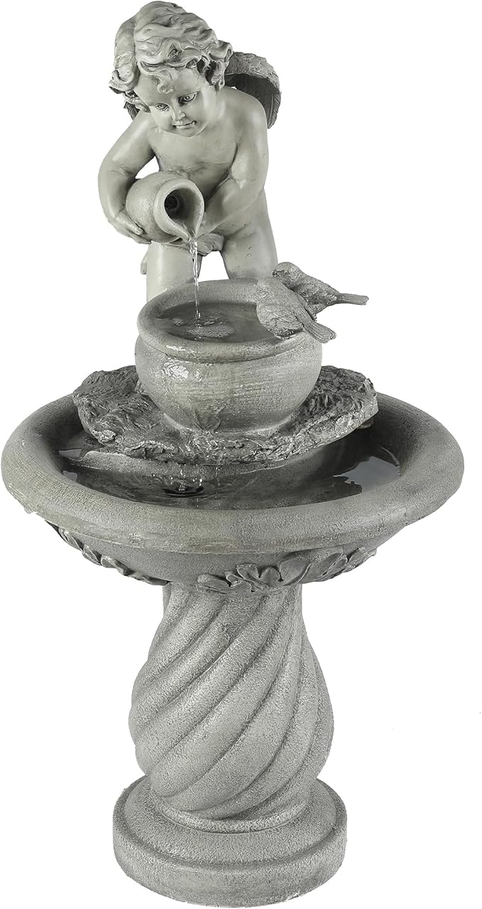30 Inch Outdoor Water Fountain, Resin Angels Water Fountains Indoor and Outdoor