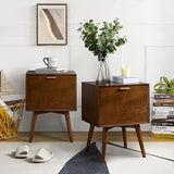 Nightstand with Charging Station, Mid-Century Modern Nightstands