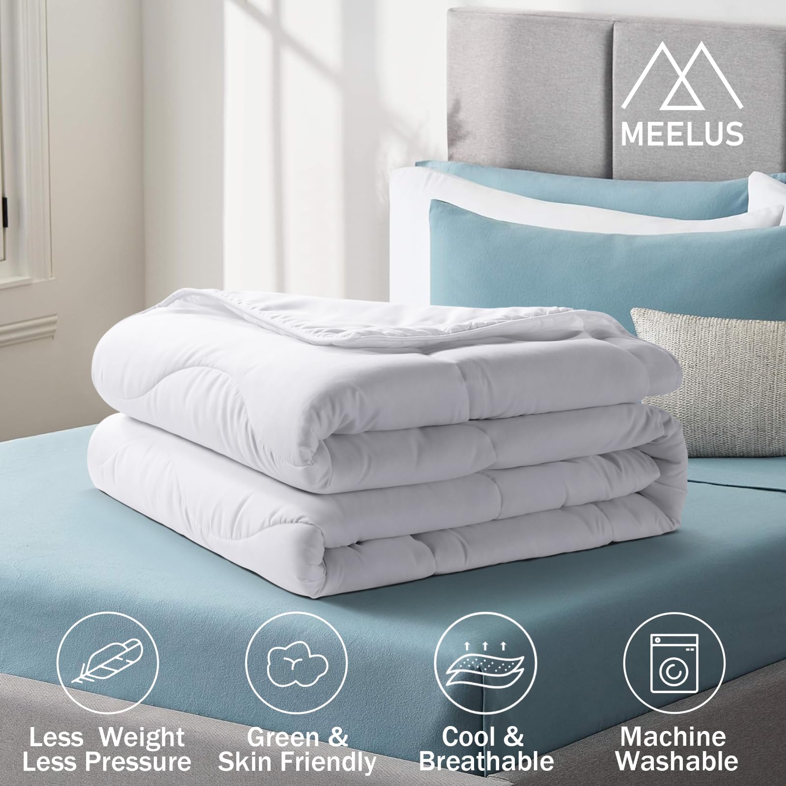 Lightweight Comforter Duvet Insert White, All Season Blanket Breathable Comforters