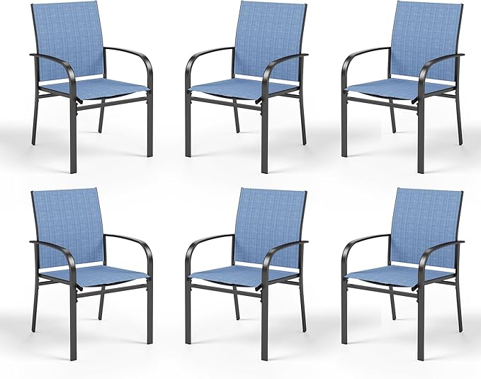 Patio Dining Chairs Set of 6, 36" Textilene Fabric Outdoor Chair