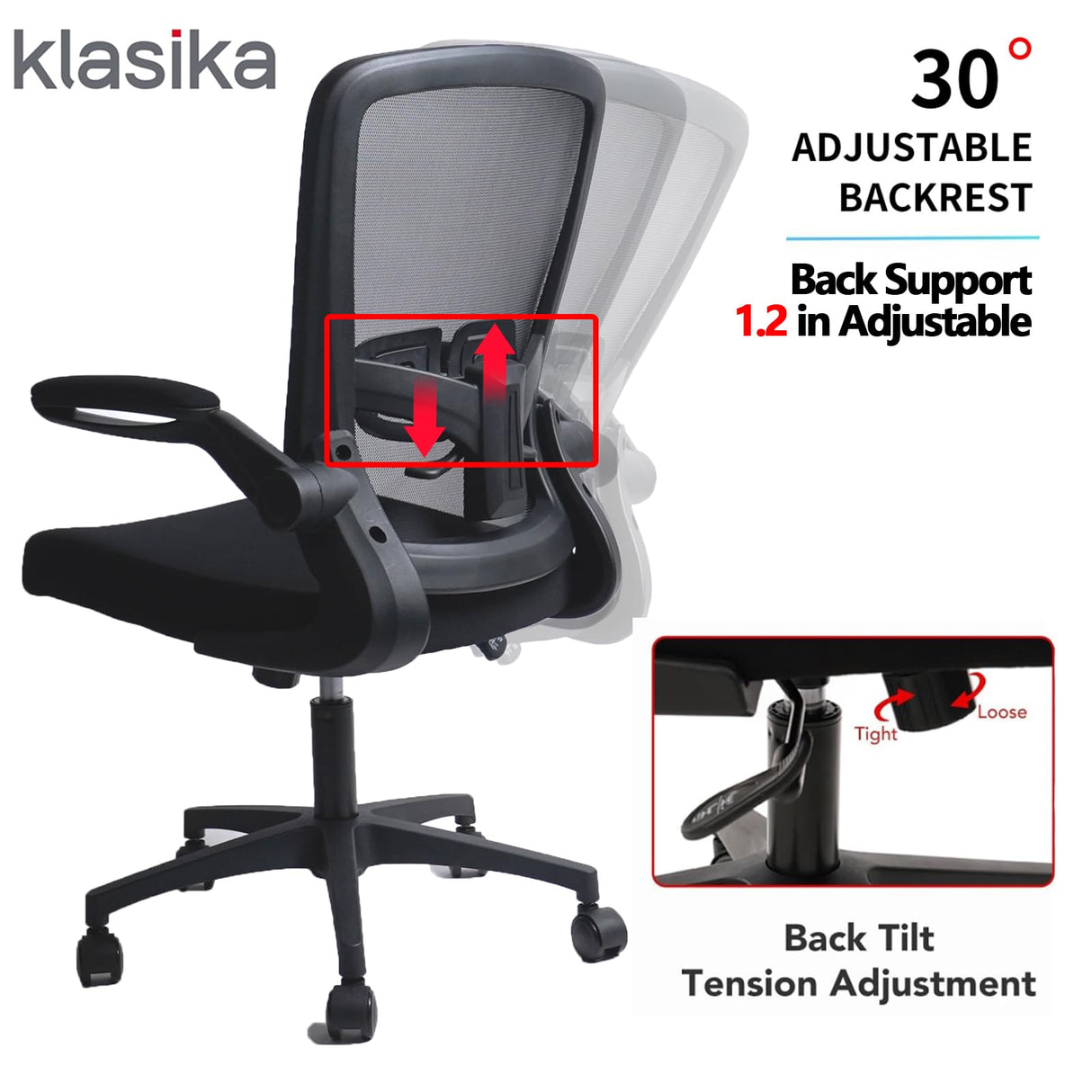 Desk Chairs with Wheels, Ergonomic Mesh Office Chair Adjustable Height