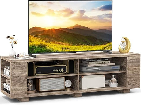 Wood TV Stand for TVs up to 65 Inch Flat Screen, Modern Entertainment Center