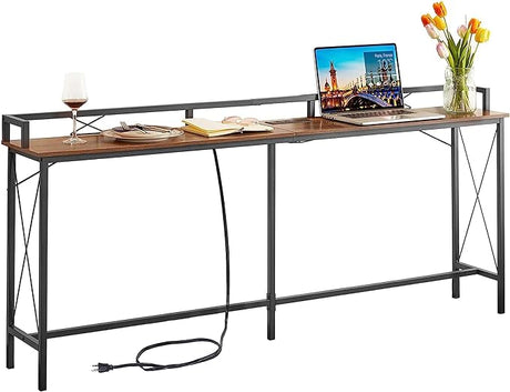 Couch Side & Console Table with 2 Outlets and USB Ports,