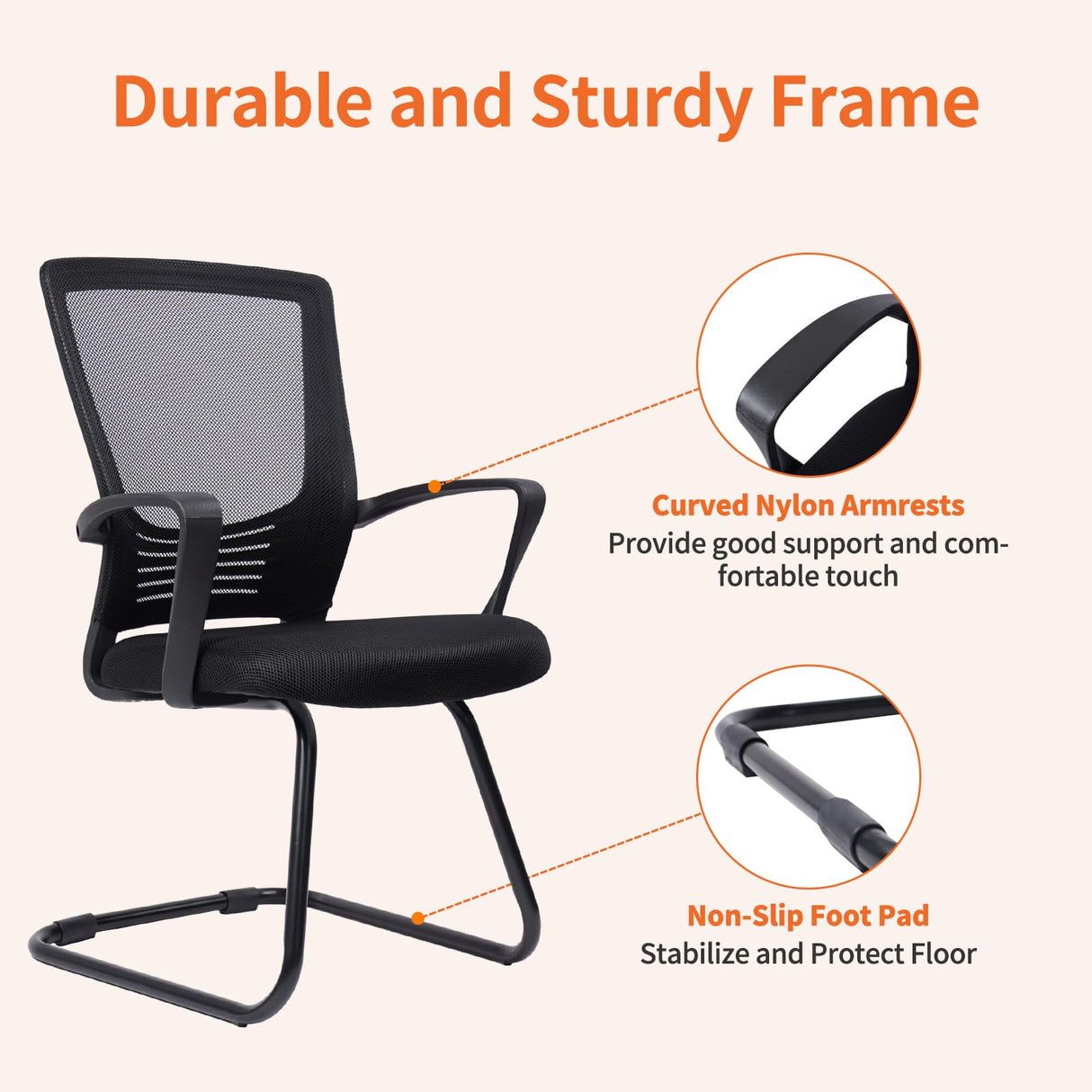 Waiting Room Guest Chairs Set of 1, Mesh Back Arm Chair with Ergonomic Lumbar Support