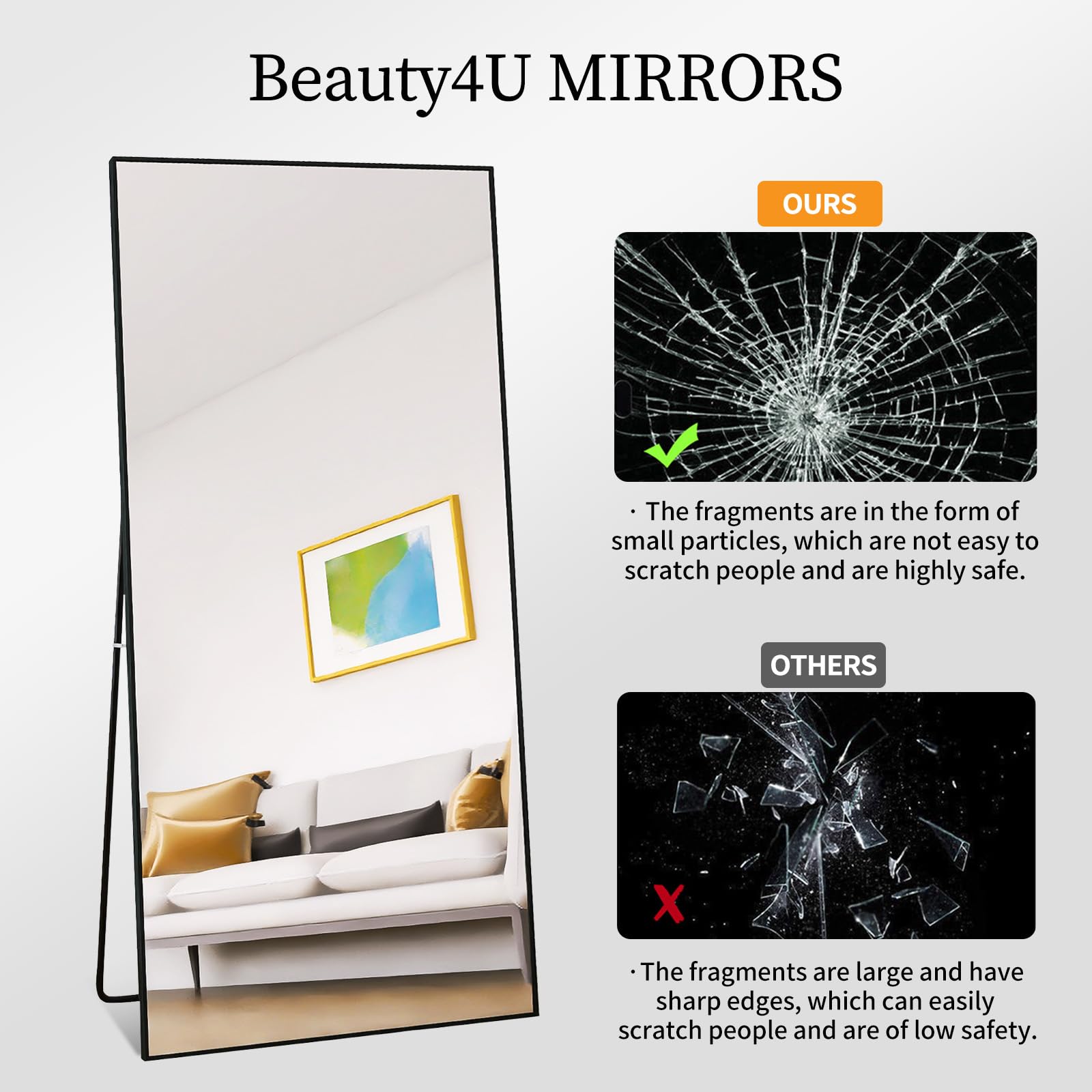 Round Mirror, Black Round Mirror 24 inch, Round Wall Mirror Metal Frame,