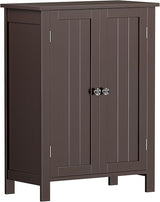 Bathroom Floor Storage Cabinet with Double Door + Adjustable Shelf, Wooden Organizer