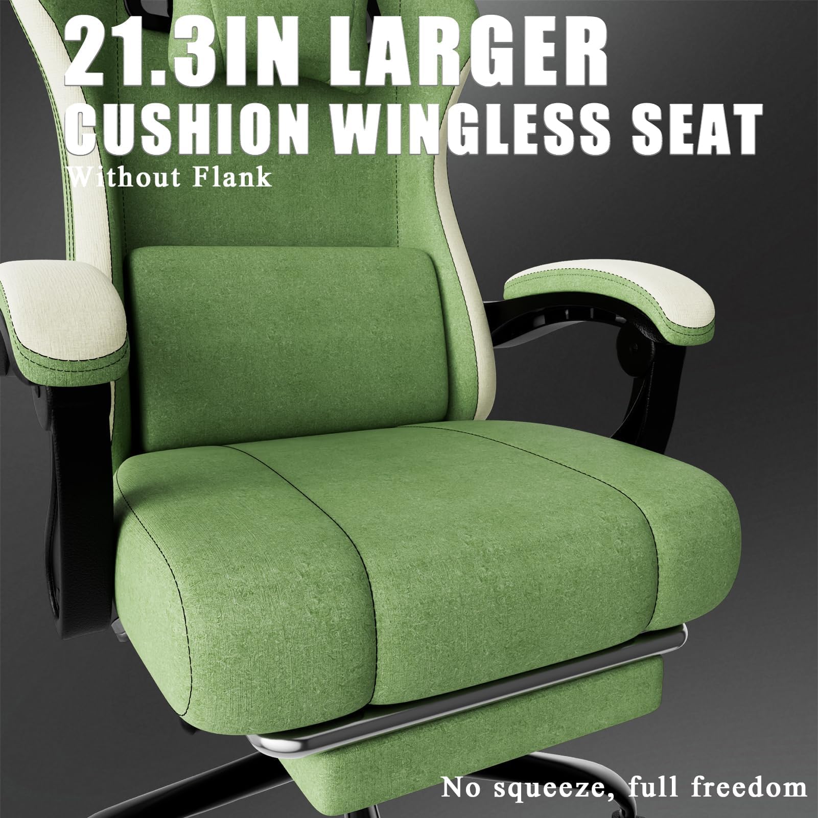 Ergonomic Gaming Chair with Pocketed Spring Cushion and Footrest