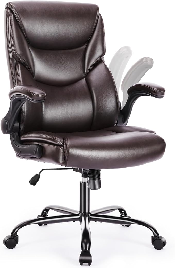 Office Chair - Ergonomic Executive Computer Desk Chairs with Adjustable Flip-up Armrest