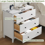 White Dresser for Bedroom, 27.5''W Dresser with 3 Drawers, Modern Chest of Drawers