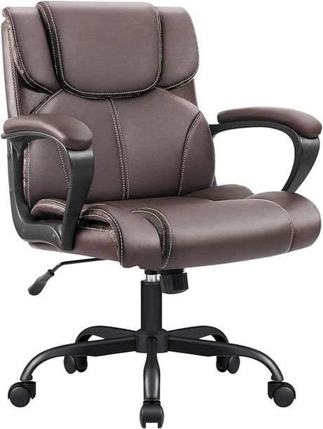 Mid Back Executive Office Chair Swivel Computer Task Chair with Armrests,Ergonomic