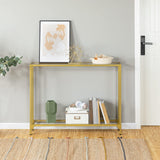 39.4" Gold Console Table, Tempered Glass Sofa Table, Modern Entryway Table