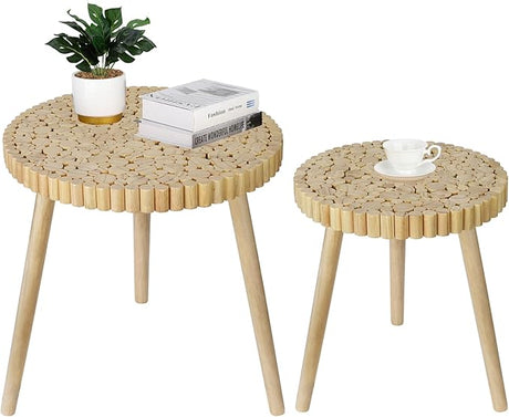 Black Small Accent Table, Modern Boho Bedside Mid-Century Patio Side End Tables