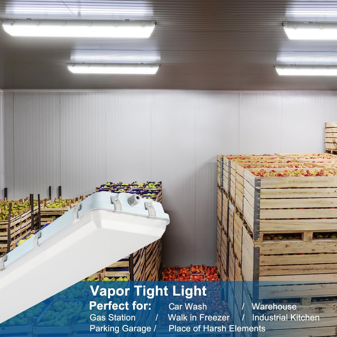 4FT LED Vapor Tight Lights, 4-Foot Vapor Proof Lighting Fixture 120/100/80W Selectable,