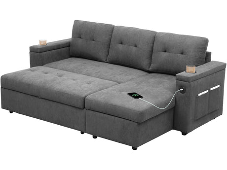 Sleeper Sofa, Sectional Sofa Bed, Pull Out Couch with USB Ports, Reversible