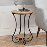 Small Round Side Table Accent End Table Rustic Farmhouse Small End Table