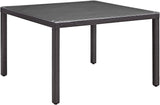 Convene Wicker Rattan Outdoor Patio 114" Rectangular Dining Table in Espresso