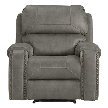 ding Calvin 41" Wide Reclining Chair | Easy to Clean Gray Upholstery Accent Armchair, Living Room Loung Chaise, Grey