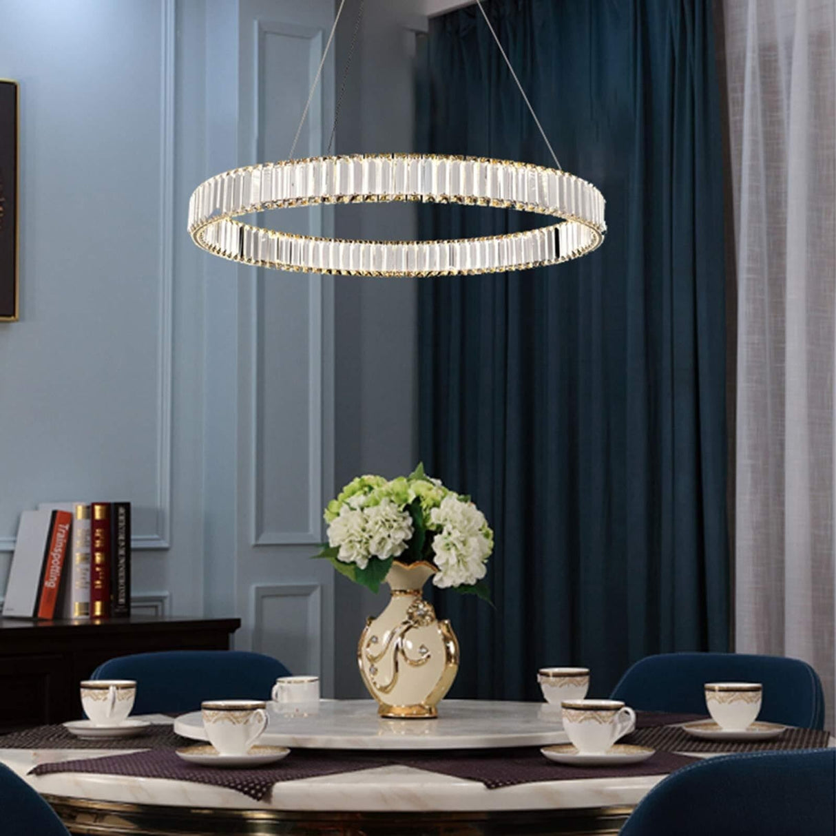 Dining Room Villa Designer Chandelier,Led Light Golden Modern Living Room Crystal