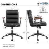 Leather Office Chair, Modern Desk Chair with Removable Wooden Armrests