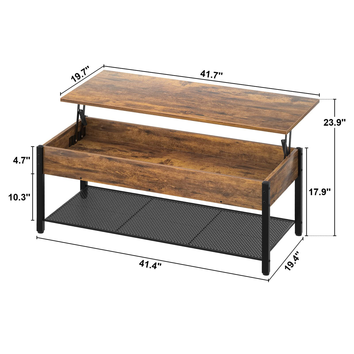 Coffee Table, Lift Top Coffee Table with Storage Shelf and Hidden Compartment