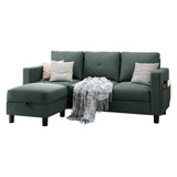 Convertible Sectional Sofa Couch, 3 Seat L Shaped Sofa with Removable Pillows