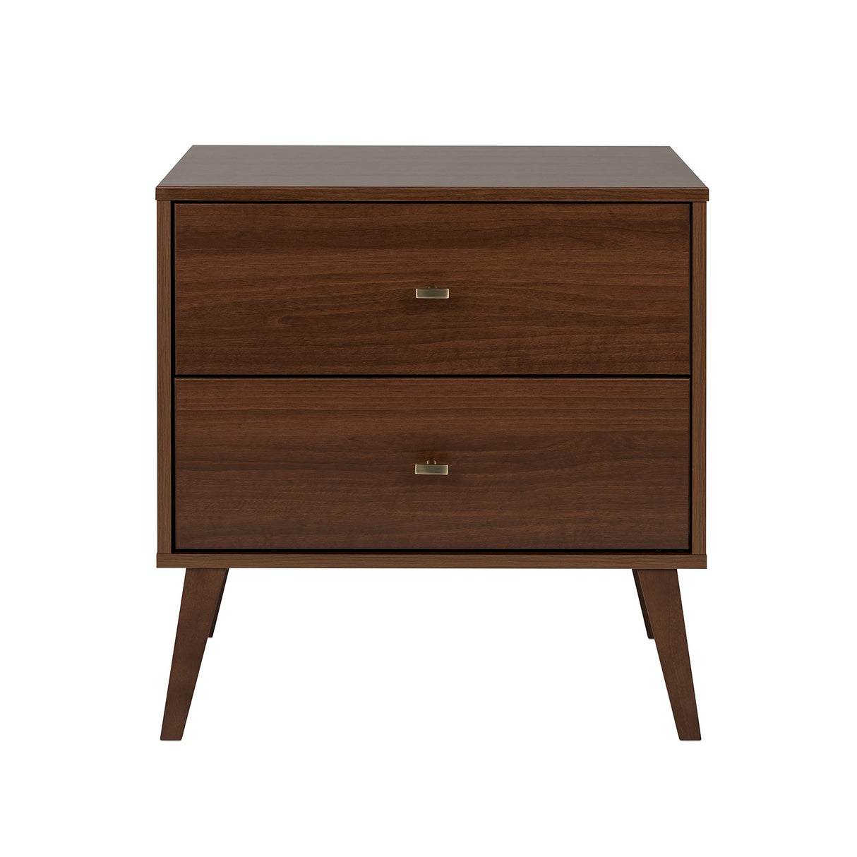 Prepac Milo Mid-Century Modern 2 Drawer Nightstand, Bedside Table, Contemporary Bedroom Furniture, 16"D x 25"W x 25"H, Cherry