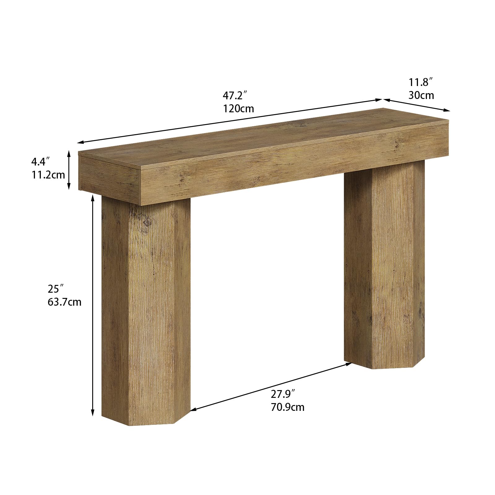 47" Industrial Console Table for Entryway - Light Brown