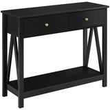 Modern Sofa/Couch Table, 2 Tier Console Table with 1 Drawer and Storage Shelf