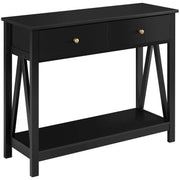 Modern Sofa/Couch Table, 2 Tier Console Table with 1 Drawer and Storage Shelf