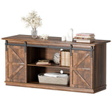 TV Stand for Televisions up to 65 Inchs, with Sliding Barn Doors and Storage Cabinets,