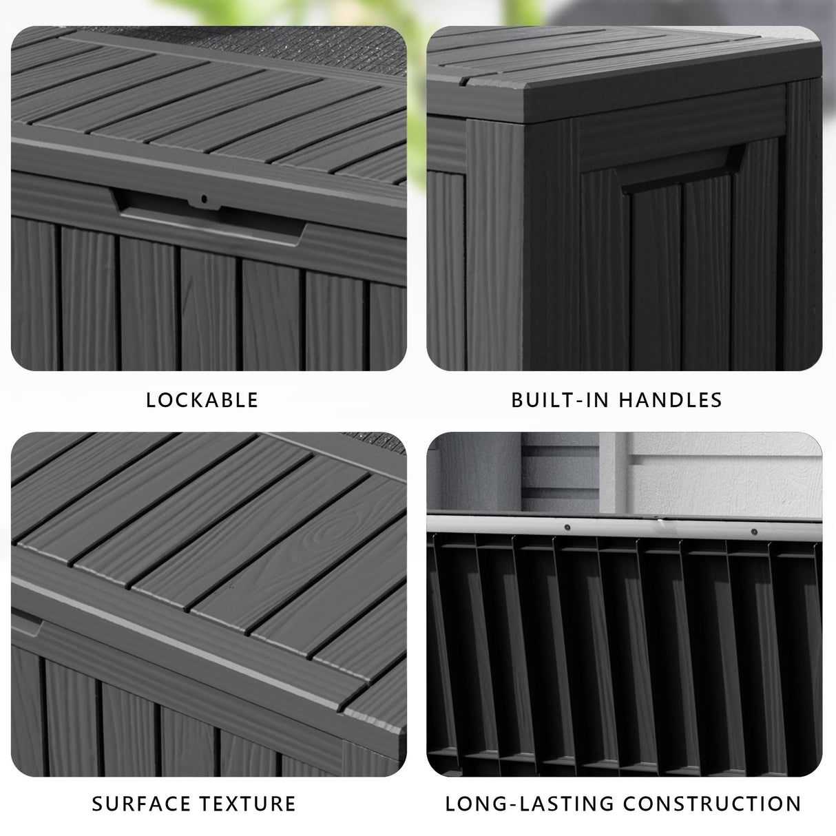 80 gallon deck box，Resin material outdoor storage box