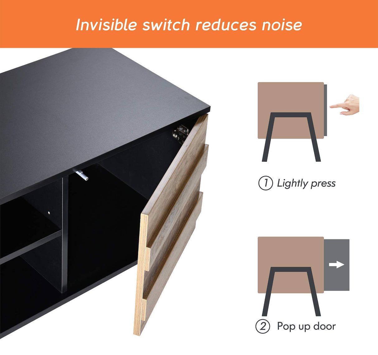 Mid-Century TV Stand for 65" TV with LED Lighting - 60 Inch