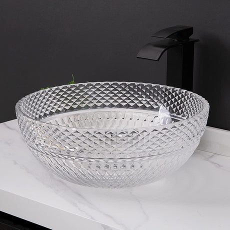 Above Counter Basin, Bathroom Vessel Sink Transparent Crystal Glass Vessel Sink Counte