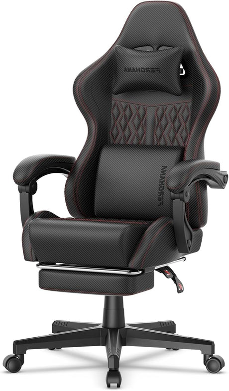 Vintage PU Leather Gaming Chair, Ergonomic Gamer Chair with Massage