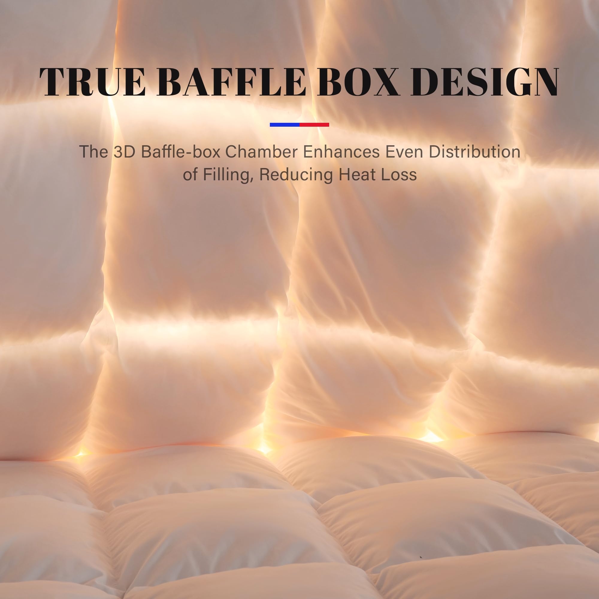 King Size Feather Down Comforter - Light Weight Baffle Box Duvet Insert