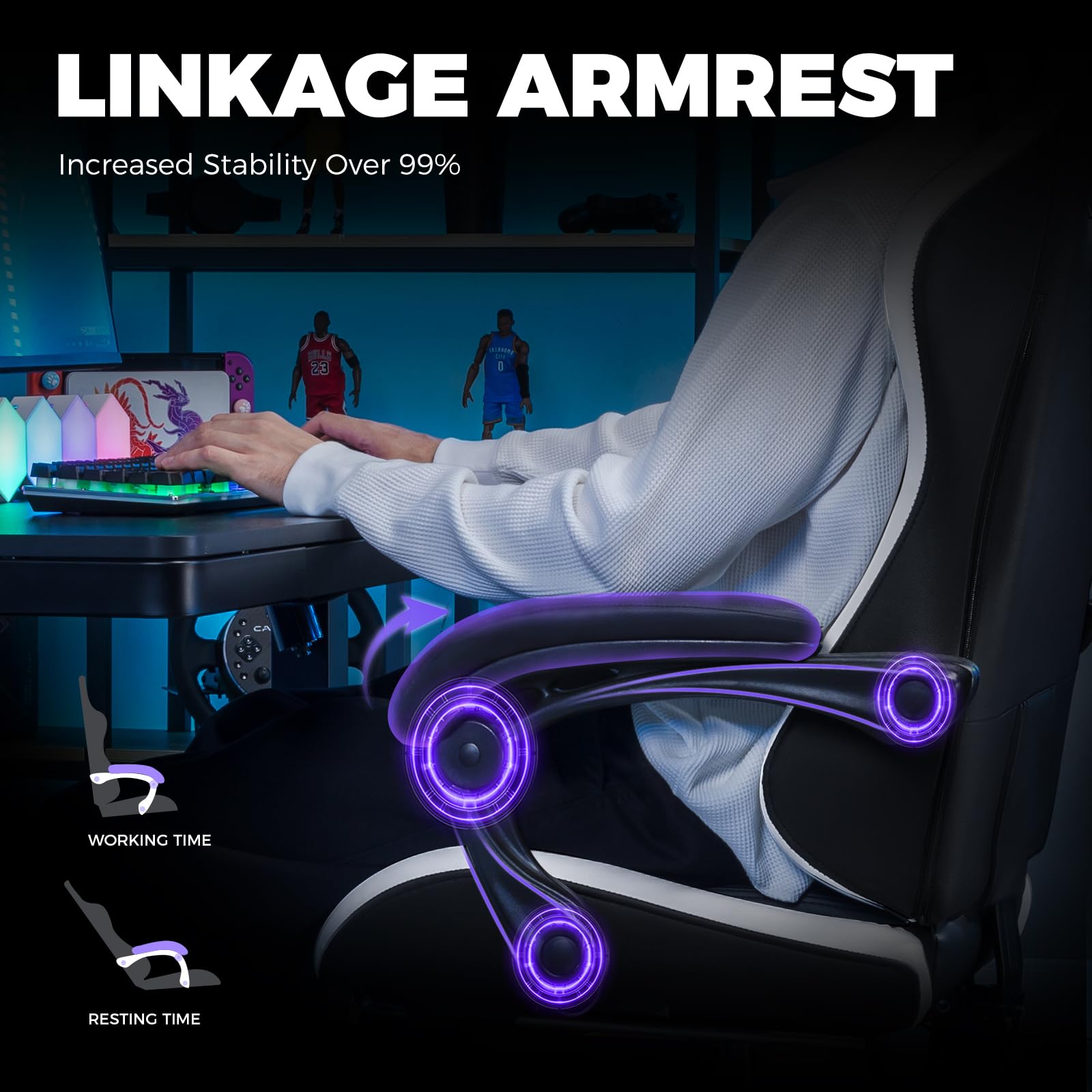 Ergonomic Gaming Chair with Footrest - Height Adjustable Reclining Office Chair